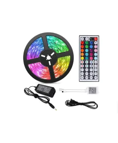 RGB Led лента с регулируема яркост, 300 светодиода, дистанционно управление 44 бутона, 12V, трансформатор, многоцветна, 5м