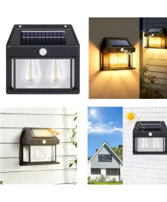 Соларен LED аплик със сензор за движение 16x17см, с 2 крушки, 888-2W на едро