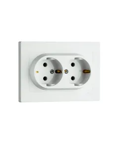 Priza dubla incastrata, 16A, 250V, SCHUKO EXEN alb / 200-010103-245 Engros