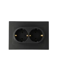 Priza dubla incastrata, 16A, 250V, SCHUKO EXEN negru / 200-141403-245 Engros