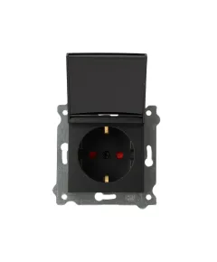 Priza simpla incastrata, cu capac 16A, 250V, SCHUKO EXEN negru / 290-001403-240 Engros